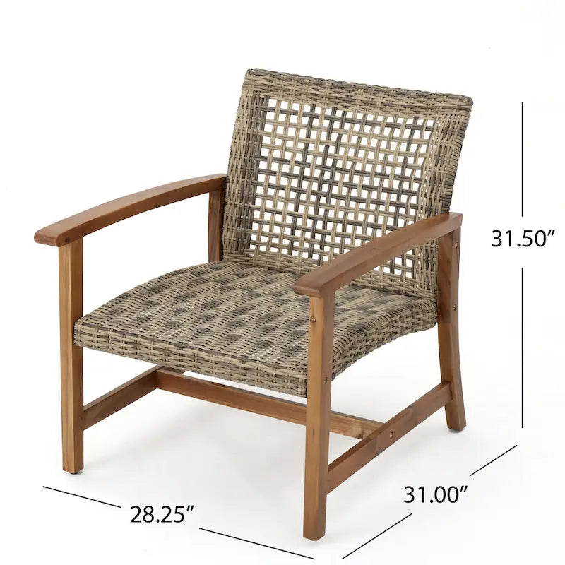 Ensemble de conversation d'extérieur Hampton de 5 pièces en bois et osier par Christopher Knight Home
