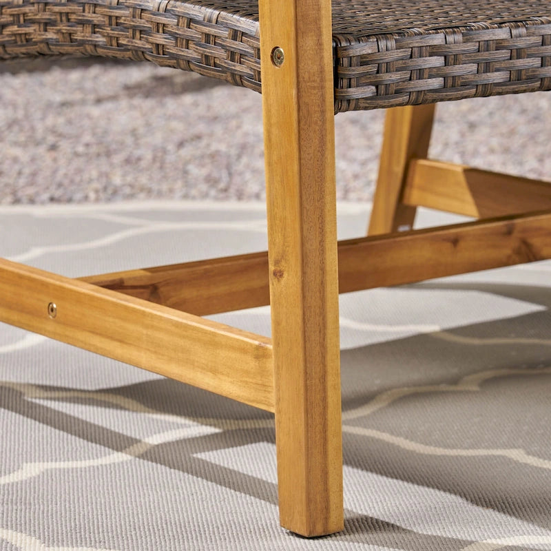 Ensemble de conversation d'extérieur Hampton de 5 pièces en bois et osier par Christopher Knight Home