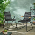 Fauteuil de club d'extérieur moderne en corde tressée Moonstone (ensemble de 2) par Christopher Knight Home