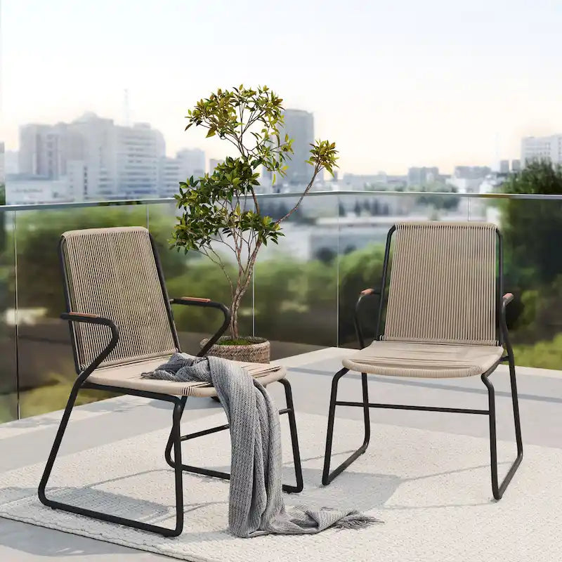 Moonstone Modern Outdoor Rope Weave Club Chair (Set of 2) by Christopher Knight Home