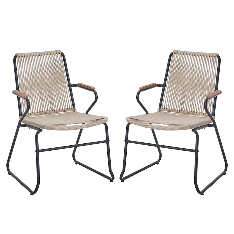 Fauteuil de club d'extérieur moderne en corde tressée Moonstone (ensemble de 2) par Christopher Knight Home