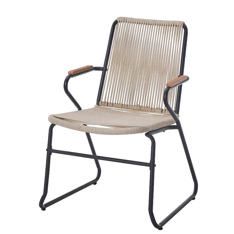 Fauteuil de club d'extérieur moderne en corde tressée Moonstone (ensemble de 2) par Christopher Knight Home