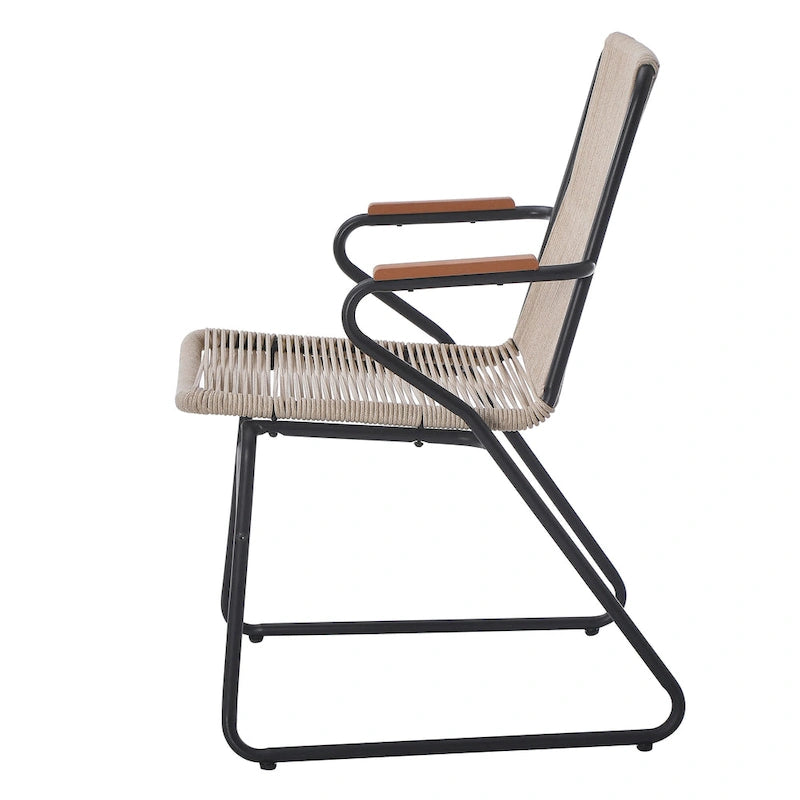 Fauteuil de club d'extérieur moderne en corde tressée Moonstone (ensemble de 2) par Christopher Knight Home