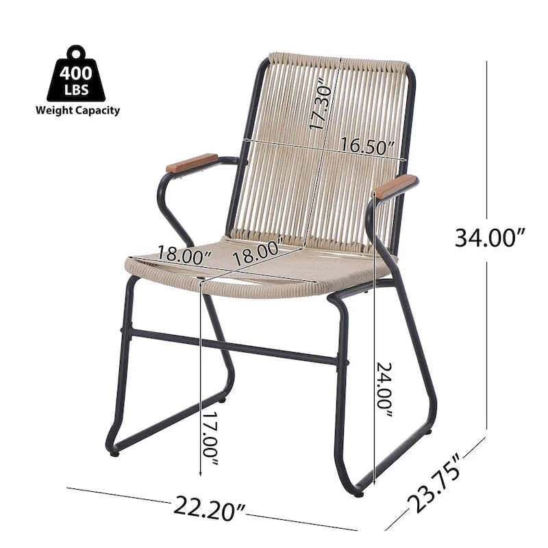 Fauteuil de club d'extérieur moderne en corde tressée Moonstone (ensemble de 2) par Christopher Knight Home