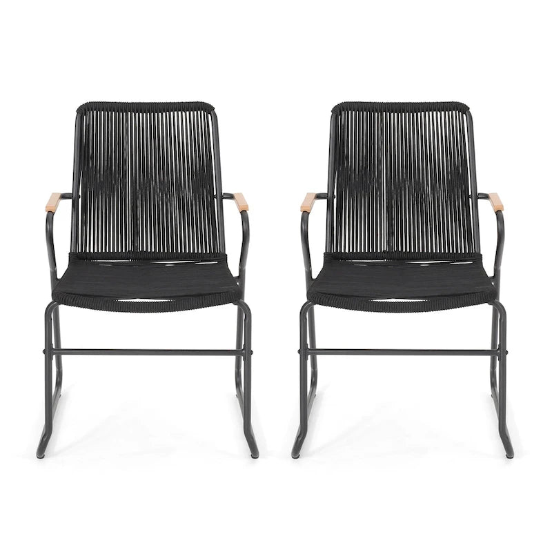 Fauteuil de club d'extérieur moderne en corde tressée Moonstone (ensemble de 2) par Christopher Knight Home