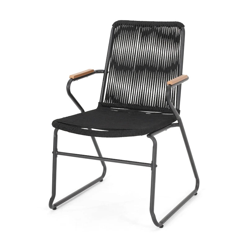 Fauteuil de club d'extérieur moderne en corde tressée Moonstone (ensemble de 2) par Christopher Knight Home