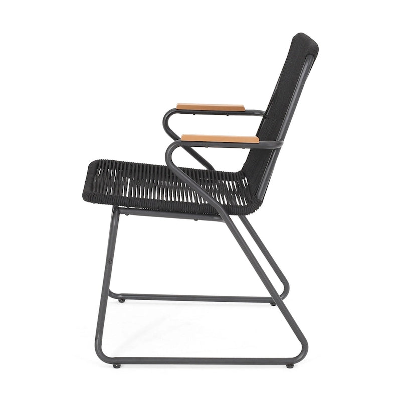 Fauteuil de club d'extérieur moderne en corde tressée Moonstone (ensemble de 2) par Christopher Knight Home