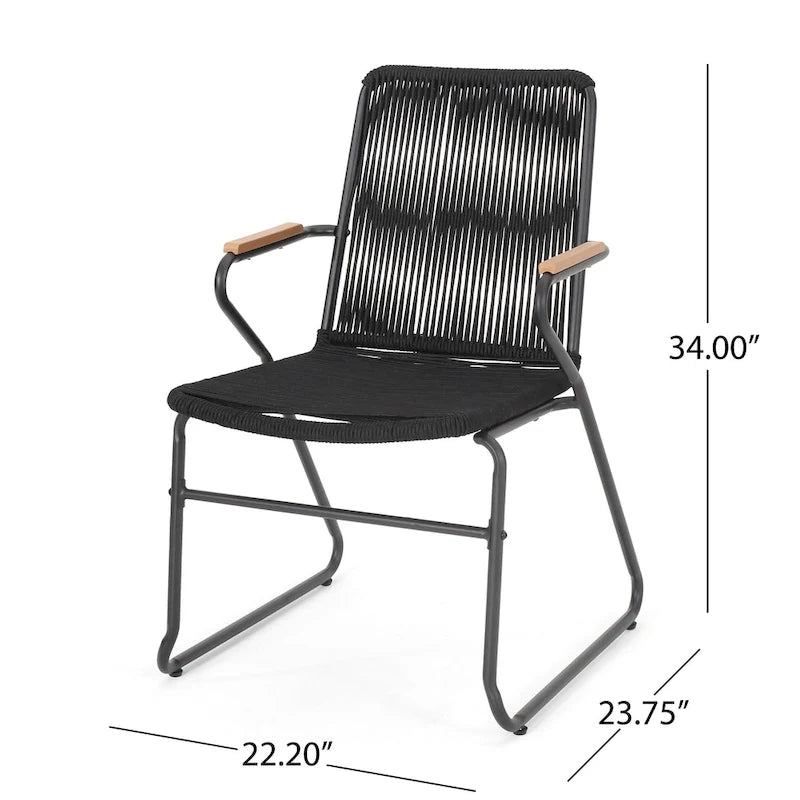 Fauteuil de club d'extérieur moderne en corde tressée Moonstone (ensemble de 2) par Christopher Knight Home