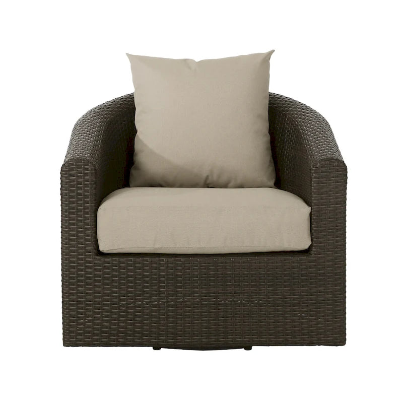 Fauteuil club pivotant Darius en osier et aluminium (lot de 4) par Christopher Knight Home