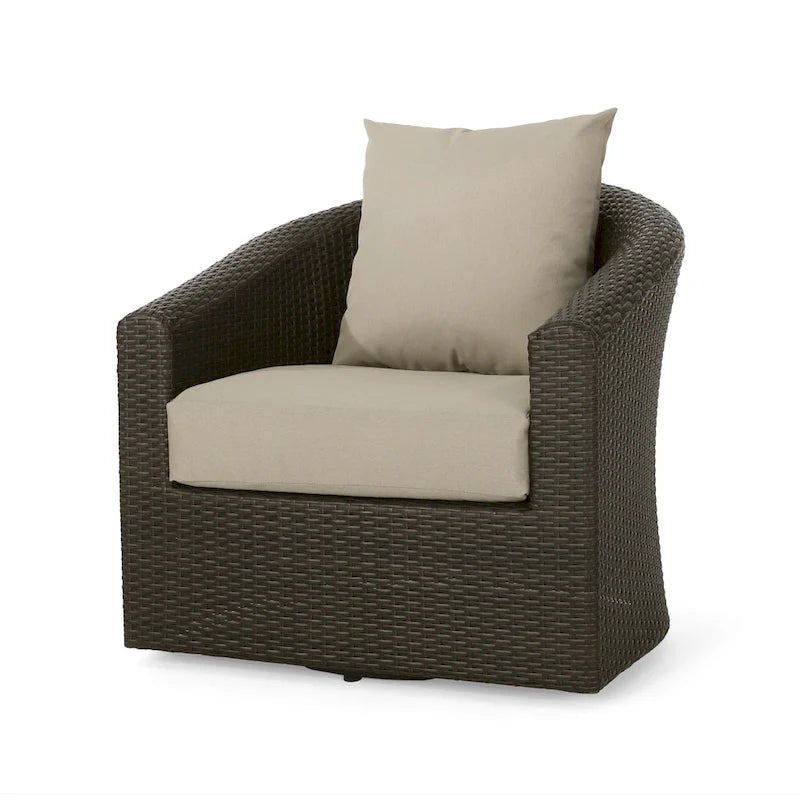 Fauteuil club pivotant Darius en osier et aluminium (lot de 4) par Christopher Knight Home