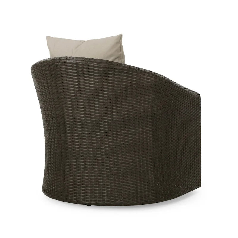 Fauteuil club pivotant Darius en osier et aluminium (lot de 4) par Christopher Knight Home