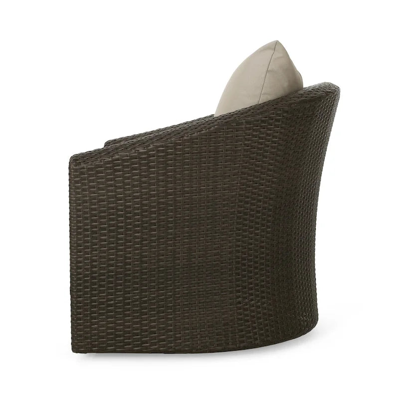Fauteuil club pivotant Darius en osier et aluminium (lot de 4) par Christopher Knight Home