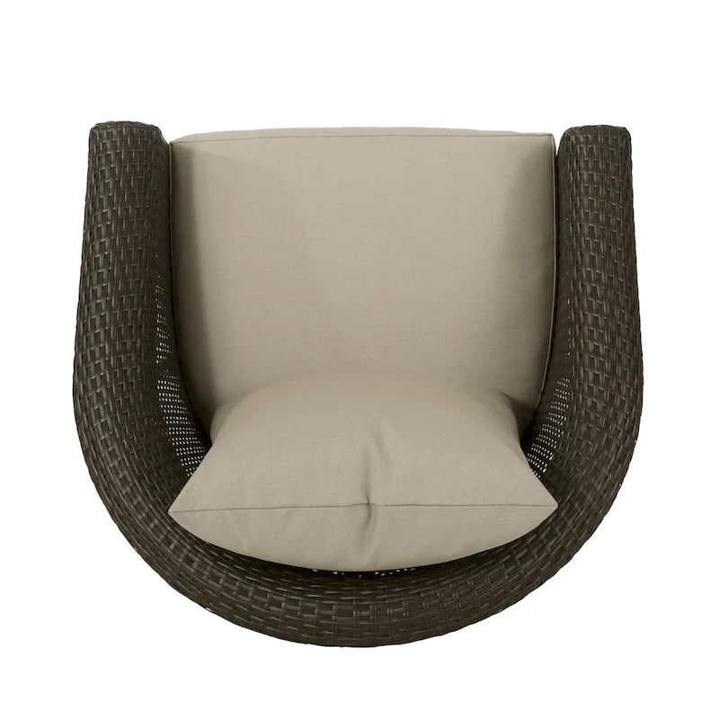 Fauteuil club pivotant Darius en osier et aluminium (lot de 4) par Christopher Knight Home