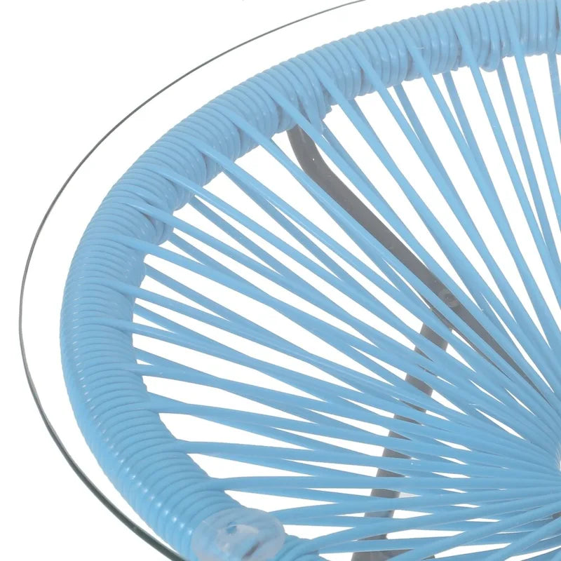 Table d'appoint d'extérieur moderne en osier Nusa avec plateau en verre trempé par Christopher Knight Home