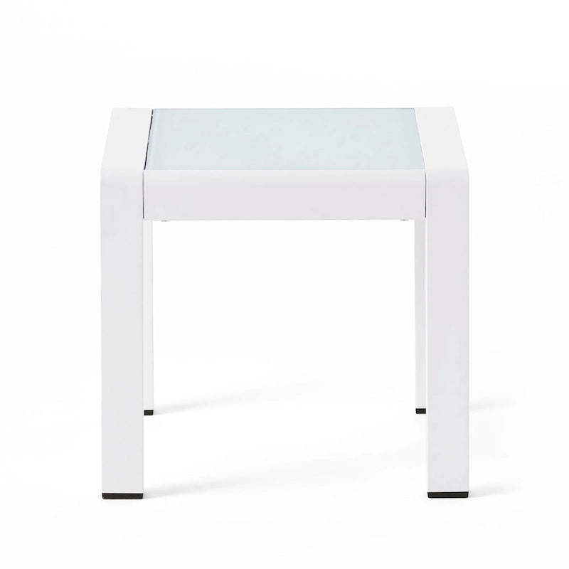 Table d'appoint d'extérieur en aluminium et verre trempé Cape Coral par Christopher Knight Home