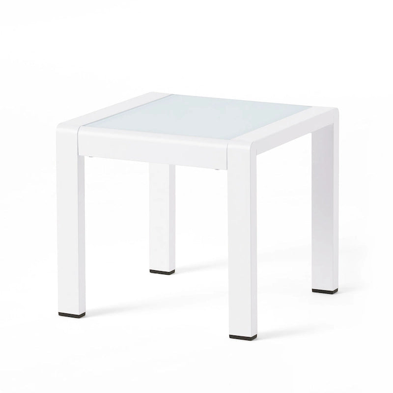 Table d'appoint d'extérieur en aluminium et verre trempé Cape Coral par Christopher Knight Home