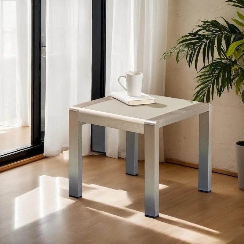 Table d'appoint d'extérieur en aluminium et verre trempé Cape Coral par Christopher Knight Home