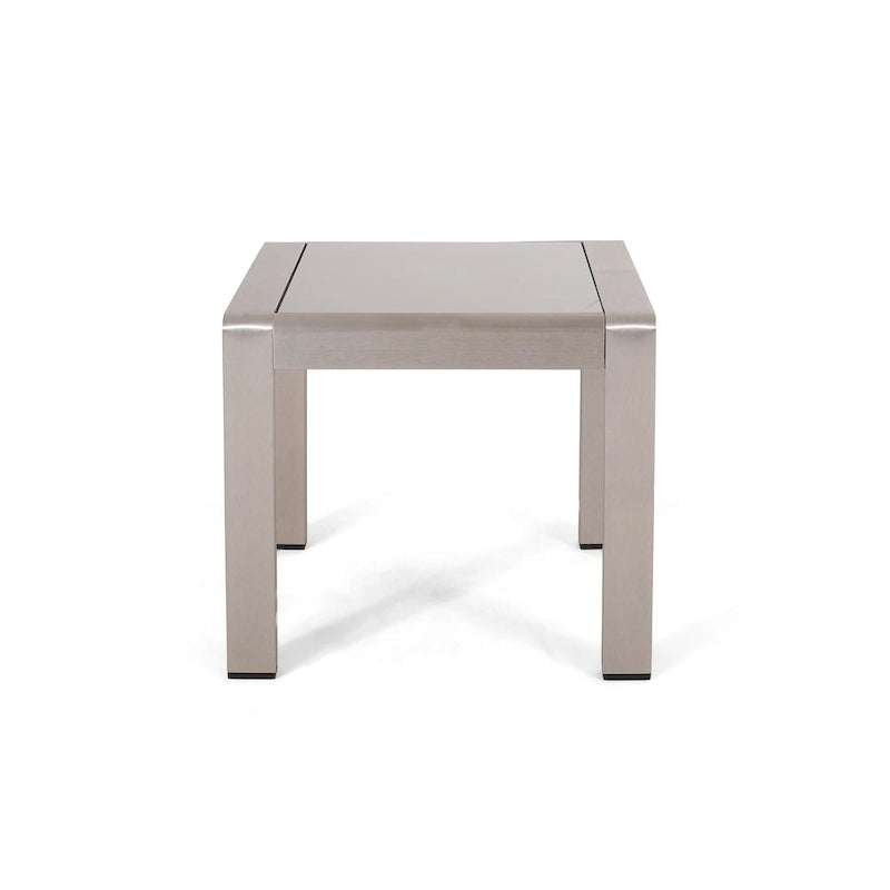 Table d'appoint d'extérieur en aluminium et verre trempé Cape Coral par Christopher Knight Home