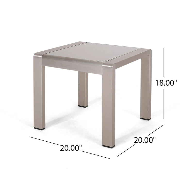 Table d'appoint d'extérieur en aluminium et verre trempé Cape Coral par Christopher Knight Home