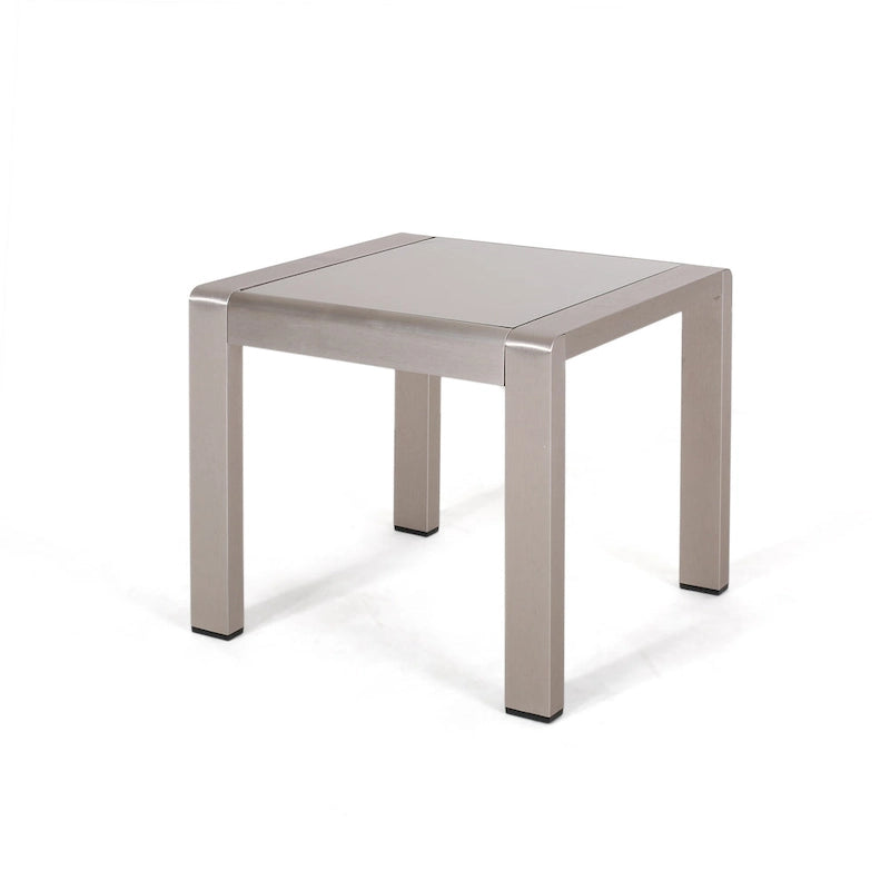 Table d'appoint d'extérieur en aluminium et verre trempé Cape Coral par Christopher Knight Home