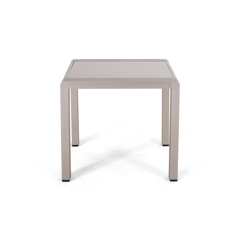 Table d'appoint d'extérieur en aluminium et verre trempé Cape Coral par Christopher Knight Home