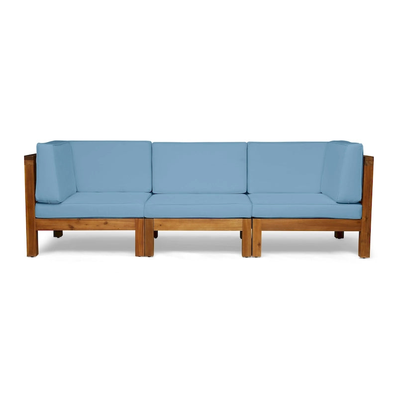Canapé d'extérieur en bois d'acacia capitonné Brava par Christopher Knight Home