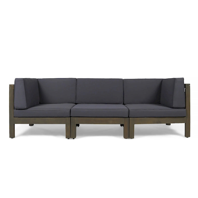 Canapé d'extérieur en bois d'acacia capitonné Brava par Christopher Knight Home