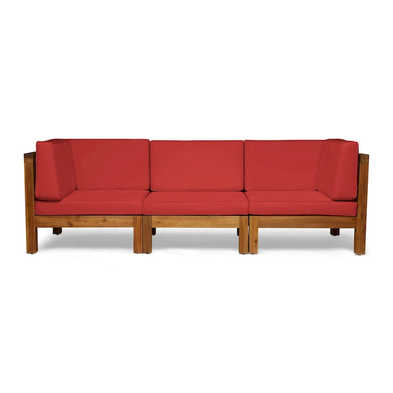 Canapé d'extérieur en bois d'acacia capitonné Brava par Christopher Knight Home