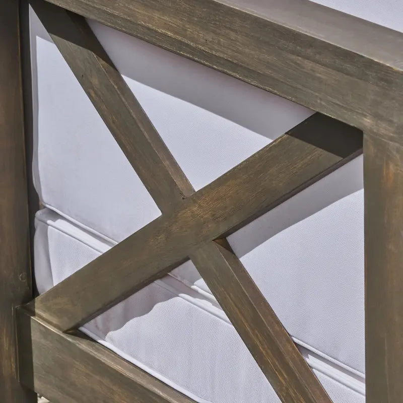 Canapé d'extérieur en bois d'acacia capitonné Brava par Christopher Knight Home