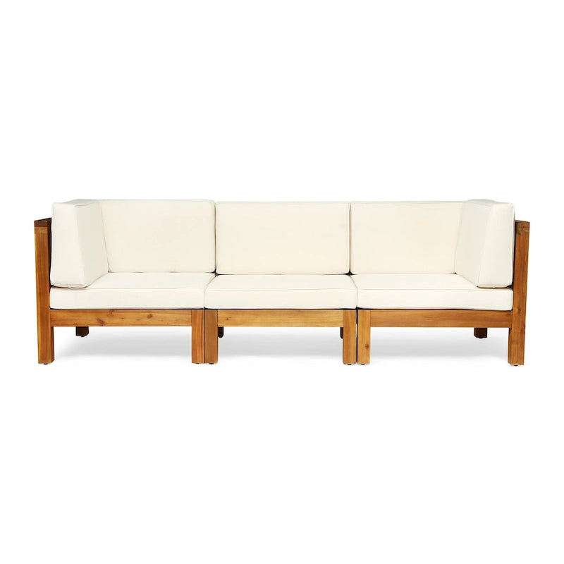 Canapé d'extérieur en bois d'acacia capitonné Brava par Christopher Knight Home