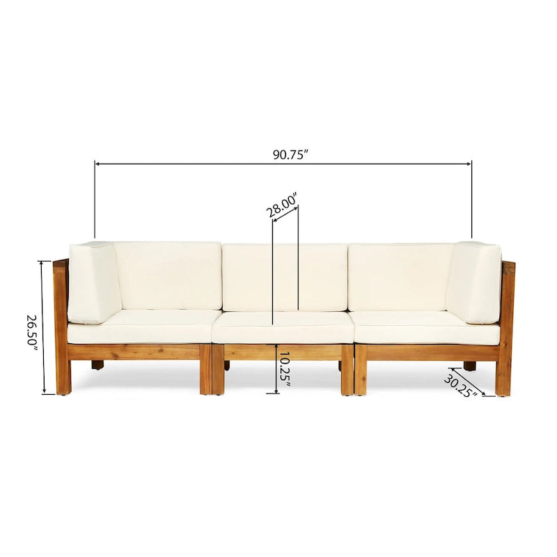 Canapé d'extérieur en bois d'acacia capitonné Brava par Christopher Knight Home