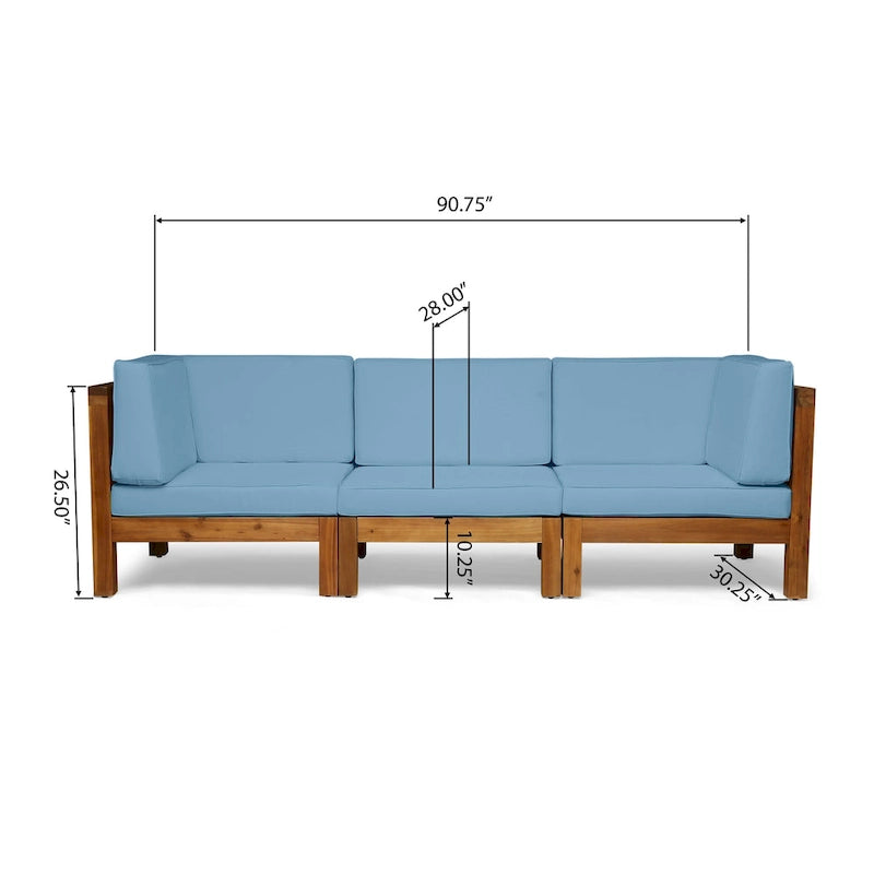 Canapé d'extérieur en bois d'acacia capitonné Brava par Christopher Knight Home