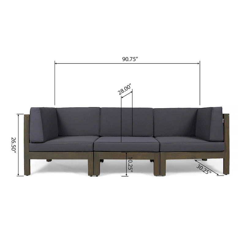Canapé d'extérieur en bois d'acacia capitonné Brava par Christopher Knight Home