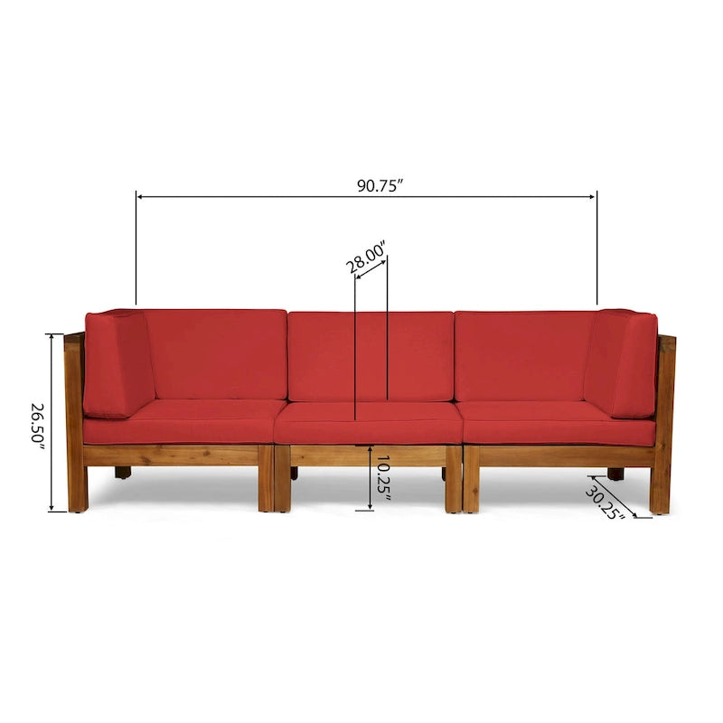 Canapé d'extérieur en bois d'acacia capitonné Brava par Christopher Knight Home