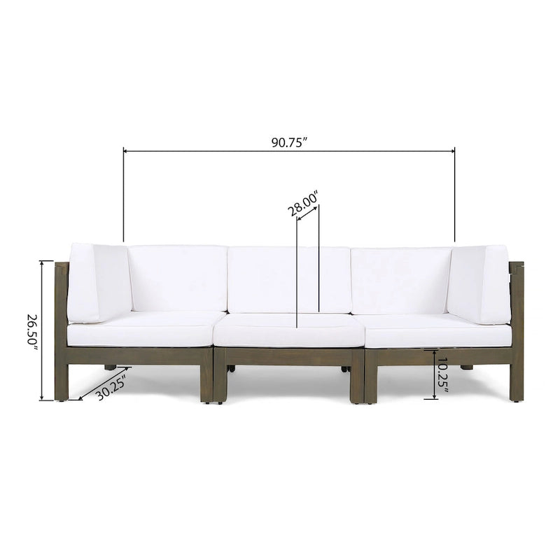 Canapé d'extérieur en bois d'acacia capitonné Brava par Christopher Knight Home