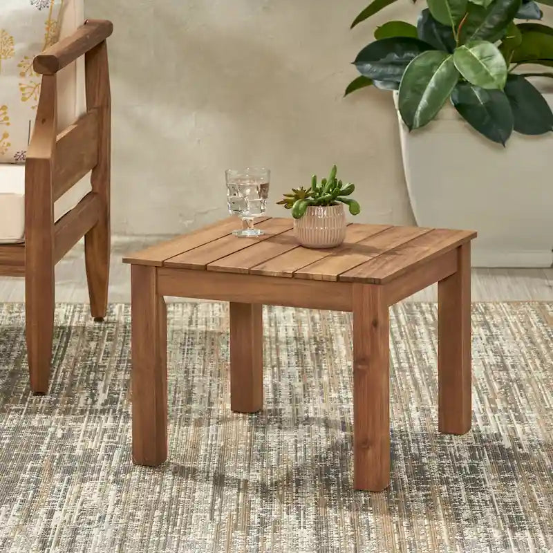 Table d'appoint d'extérieur moderne du milieu du siècle Temecula par Christopher Knight Home - 19,75 L x 19,75 P x 15,00 H