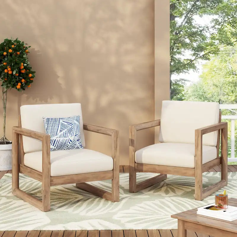 Fauteuil de jardin Stefan en bois d'acacia (lot de 2) par Christopher Knight Home