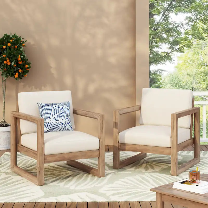Stefan Outdoor Acacia Wood Club Chair (Set of 2) by Christopher Knight Home