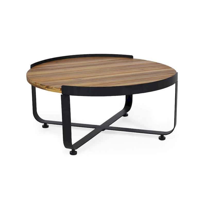 Table basse Eyre de Christopher Knight Home en bois d'acacia, style industriel moderne, pour l'extérieur