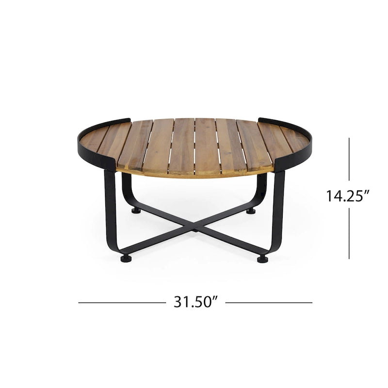 Table basse Eyre de Christopher Knight Home en bois d'acacia, style industriel moderne, pour l'extérieur