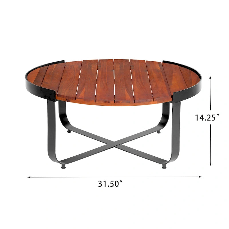 Table basse Eyre de Christopher Knight Home en bois d'acacia, style industriel moderne, pour l'extérieur