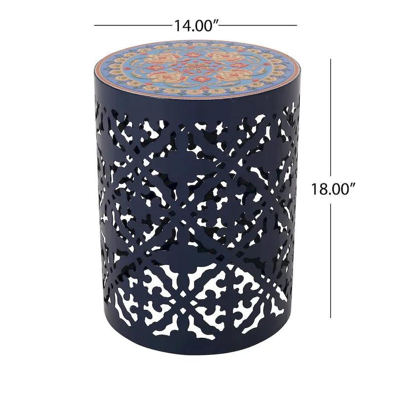 Table d'appoint Castana d'extérieur en dentelle découpée par Christopher Knight Home