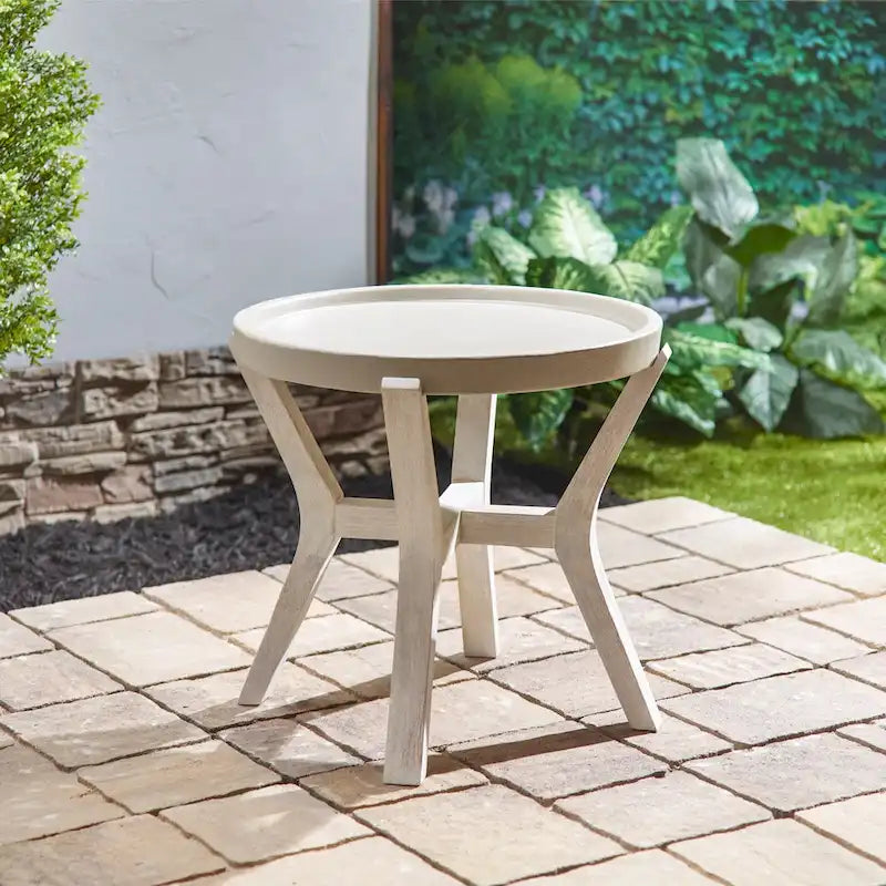 Bali 21 Indoor or Outdoor Cement & Wood Round Side Table