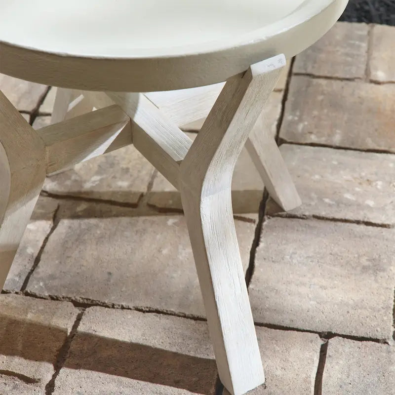 Table d'appoint ronde Bali 21 en ciment et bois pour l'intérieur ou l'extérieur