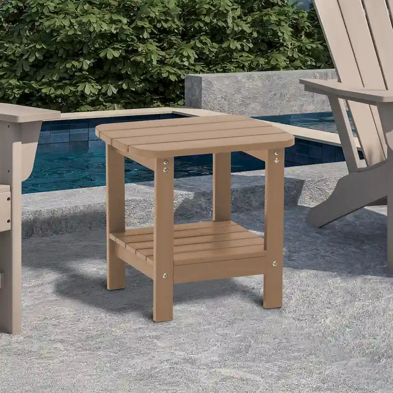 18.9 Outdoor Square Double Floor HIPS Resin Side Table