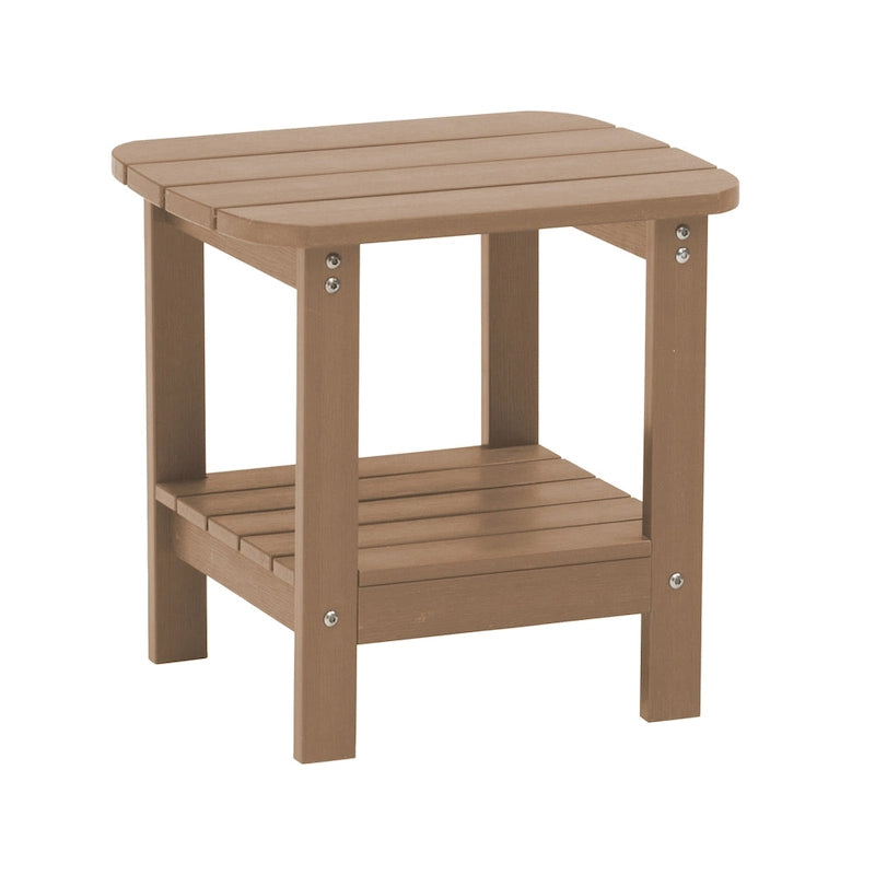 Table d'appoint d'extérieur carrée double étage en résine HIPS de 18,9 pouces