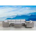 Ensemble de mobilier de jardin modulable 7 pièces gris avec coussins et fauteuils pivotants
