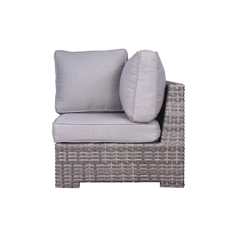 Ensemble de mobilier de jardin modulable 7 pièces gris avec coussins et fauteuils pivotants