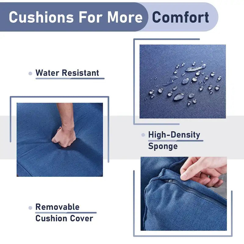 Gymojoy Fauteuil pivotant d'extérieur en rotin et osier avec coussin (Lot de 2)