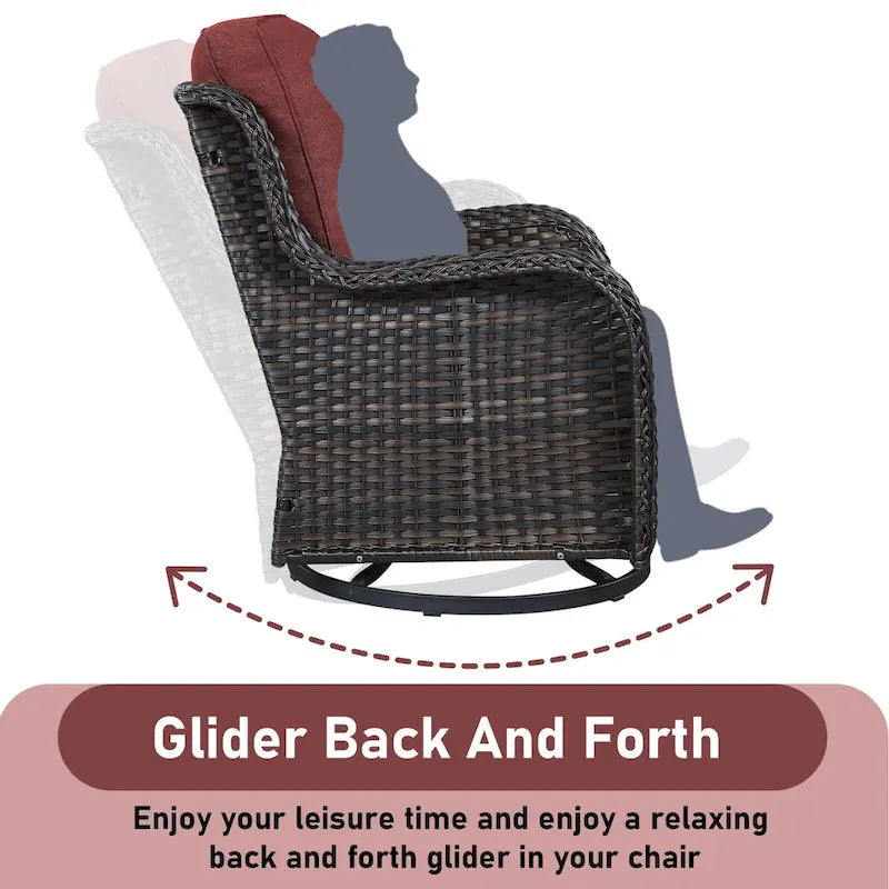 Gymojoy Fauteuil pivotant d'extérieur en rotin et osier avec coussin (Lot de 2)